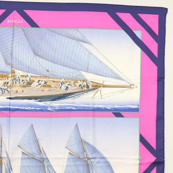HERMES Carre 90 Scarf ""REFALES"" Silk Blue Auth - Picture 5 of 15